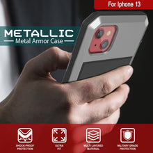 Charger l&#39;image dans la galerie, iPhone 13 Metal Case, Heavy Duty Military Grade Armor Cover [shock proof] Full Body Hard [Silver] 
