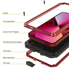 Charger l&#39;image dans la galerie, iPhone 13 Metal Case, Heavy Duty Military Grade Armor Cover [shock proof] Full Body Hard [Red] (Color in image: Silver)
