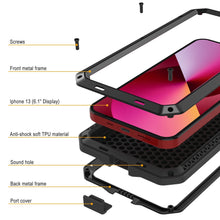 Charger l&#39;image dans la galerie, iPhone 13 Metal Case, Heavy Duty Military Grade Armor Cover [shock proof] Full Body Hard [Black] (Color in image: Red)
