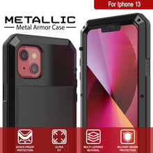 Charger l&#39;image dans la galerie, iPhone 13 Metal Case, Heavy Duty Military Grade Armor Cover [shock proof] Full Body Hard [Black] 
