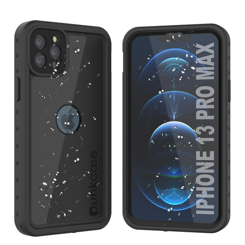 iPhone 13 Pro Max Waterproof IP68 Case, Punkcase [Black] [StudStar Series] [Slim Fit] (Color in image: Black)