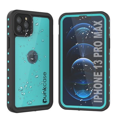 iPhone 13 Pro Max Waterproof IP68 Case, Punkcase [Teal] [StudStar Series] [Slim Fit] (Color in image: Teal)
