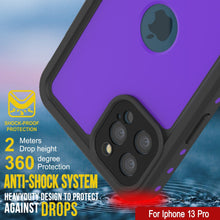 Charger l&#39;image dans la galerie, iPhone 13 Pro Waterproof IP68 Case, Punkcase [Purple] [StudStar Series] [Slim Fit] [Dirtproof] (Color in image: Clear)
