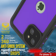 Charger l&#39;image dans la galerie, iPhone 13 Waterproof IP68 Case, Punkcase [Purple] [StudStar Series] [Slim Fit] [Dirtproof] (Color in image: Clear)
