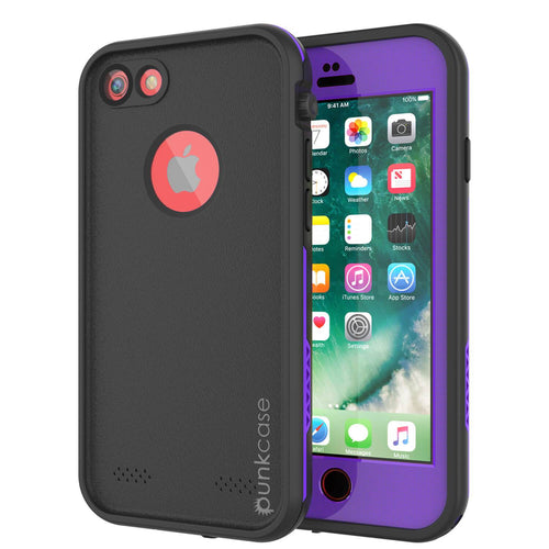iPhone 7 Waterproof Case, Punkcase SpikeStar Purple Series | Thin Fit 6.6ft Underwater IP68 (Color in image: purple)