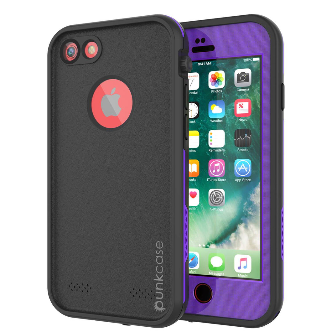 iPhone 7 Waterproof Case, Punkcase SpikeStar Purple Series | Thin Fit 6.6ft Underwater IP68 (Color in image: purple)