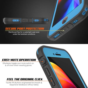 iPhone 7 Waterproof Case, Punkcase SpikeStar Light-Blue Series | Thin Fit 6.6ft Underwater IP68 (Color in image: white)
