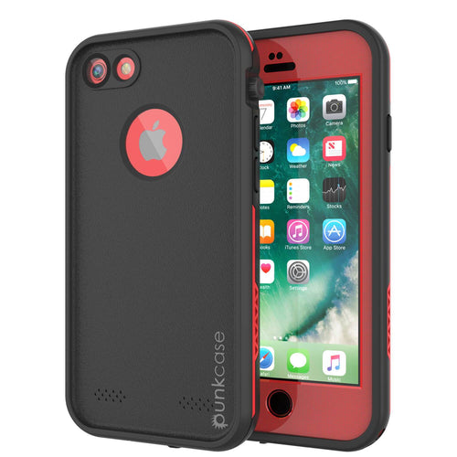 iPhone 7 Waterproof Case, Punkcase SpikeStar Red Series | Thin Fit 6.6ft Underwater IP68 (Color in image: red)