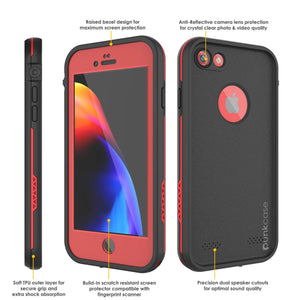 iPhone 7 Waterproof Case, Punkcase SpikeStar Red Series | Thin Fit 6.6ft Underwater IP68 (Color in image: light blue)