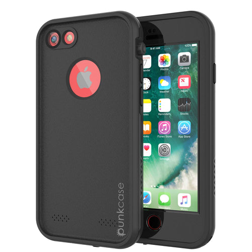 iPhone 7 Waterproof Case, Punkcase SpikeStar Black Series | Thin Fit 6.6ft Underwater IP68 (Color in image: black)