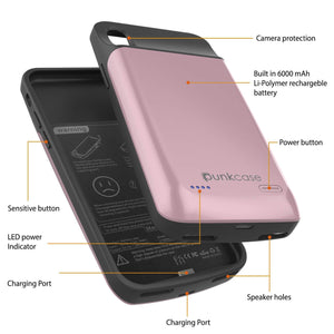 iPhone 11 Battery Case, PunkJuice 5000mAH Fast Charging Power Bank W/ Screen Protector | [Rose-Gold] (Color in image: black)