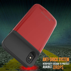 iphone XS Max Battery Case, PunkJuice 5000mAH Fast Charging Power Bank W/ Screen Protector | [Red] (Color in image: blue)