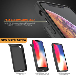 iphone XS Max Battery Case, PunkJuice 5000mAH Fast Charging Power Bank W/ Screen Protector | [Black] (Color in image: red)