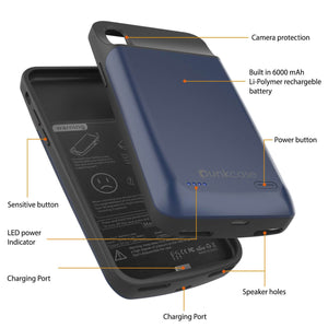 iphone XS Max Battery Case, PunkJuice 5000mAH Fast Charging Power Bank W/ Screen Protector | [Blue] (Color in image: rose-gold)