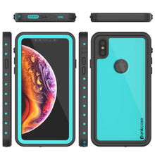 Charger l&#39;image dans la galerie, iPhone XS Max Waterproof IP68 Case, Punkcase [Teal] [StudStar Series] [Slim Fit] [Dirtproof] (Color in image: light blue)
