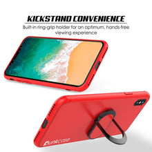 Load image into Gallery viewer, iPhone X Case, Punkcase Magnetix Protective TPU Cover W/ Kickstand, Tempered Glass Screen Protector [Red] (Color in image: black)
