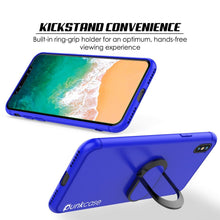 Load image into Gallery viewer, iPhone X Case, Punkcase Magnetix Protective TPU Cover W/ Kickstand, Tempered Glass Screen Protector [Blue] 
