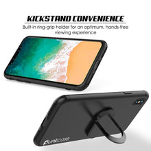 Load image into Gallery viewer, iPhone X Case, Punkcase Magnetix Protective TPU Cover W/ Kickstand, Tempered Glass Screen Protector [Black] 
