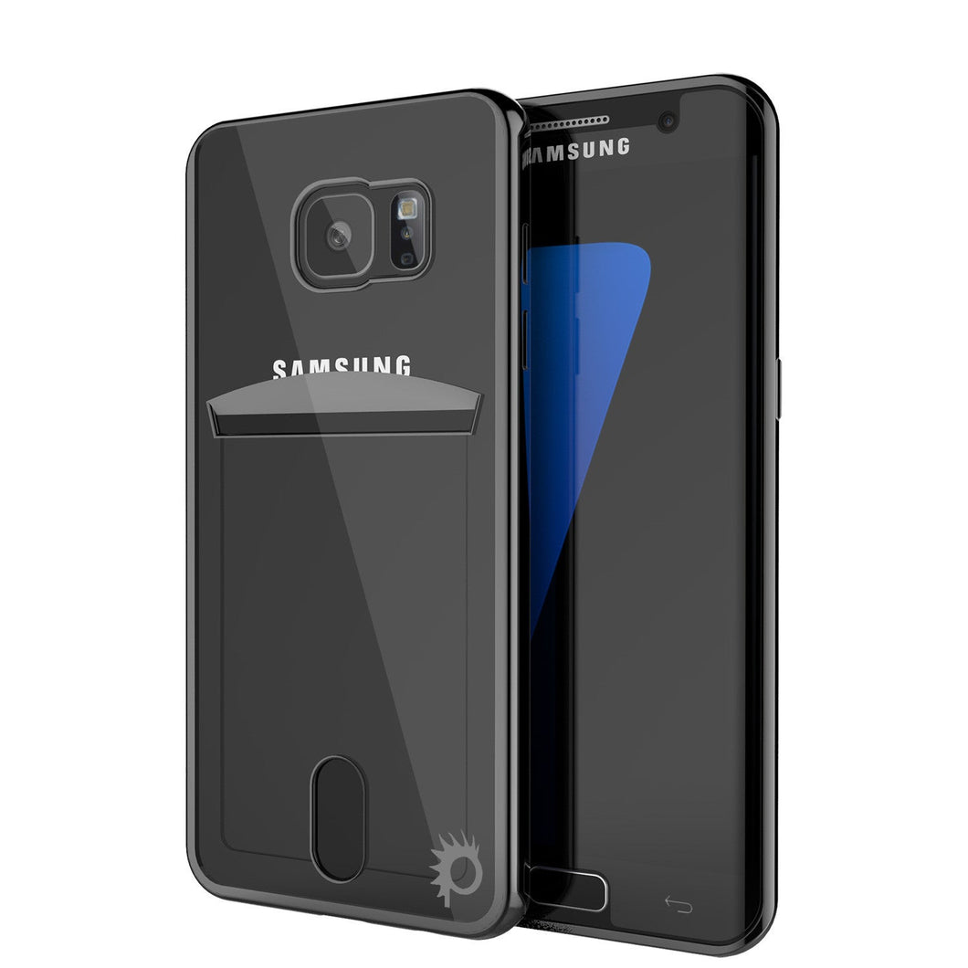 Galaxy S7 EDGE Case, PUNKCASE® LUCID Black Series | Card Slot | SHIELD Screen Protector | Ultra fit (Color in image: Balck)