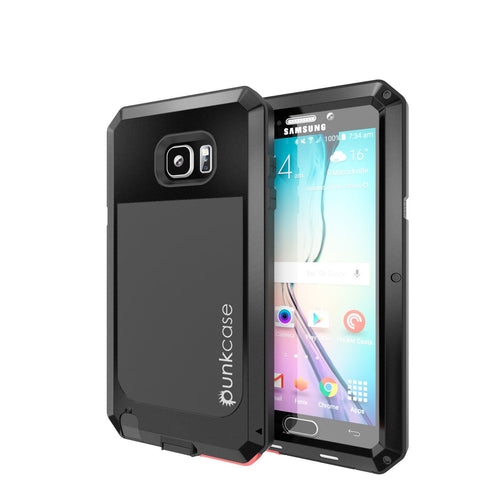 Note 5 Case, Punkcase® METALLIC Series BLACK w/ TEMPERED GLASS | Aluminum Frame (Color in image: Black)