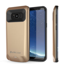 Load image into Gallery viewer, Galaxy S8 PLUS Battery Case, Punkcase 5500mAH Charger Case W/ Screen Protector | Integrated Kickstand &amp; USB Port | IntelSwitch [Gold] (Color in image: Gold)
