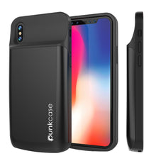 Load image into Gallery viewer, iPhone X Battery Case, PunkJuice 5000mAH Fast Charging Power Bank W/ Screen Protector | [Black] (Color in image: black)
