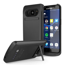 Load image into Gallery viewer, Galaxy S7 EDGE Battery Case, Punkcase 5200mAH Charger Case W/ Screen Protector | Integrated Kickstand &amp; USB Port | IntelSwitch [Black] (Color in image: Black)
