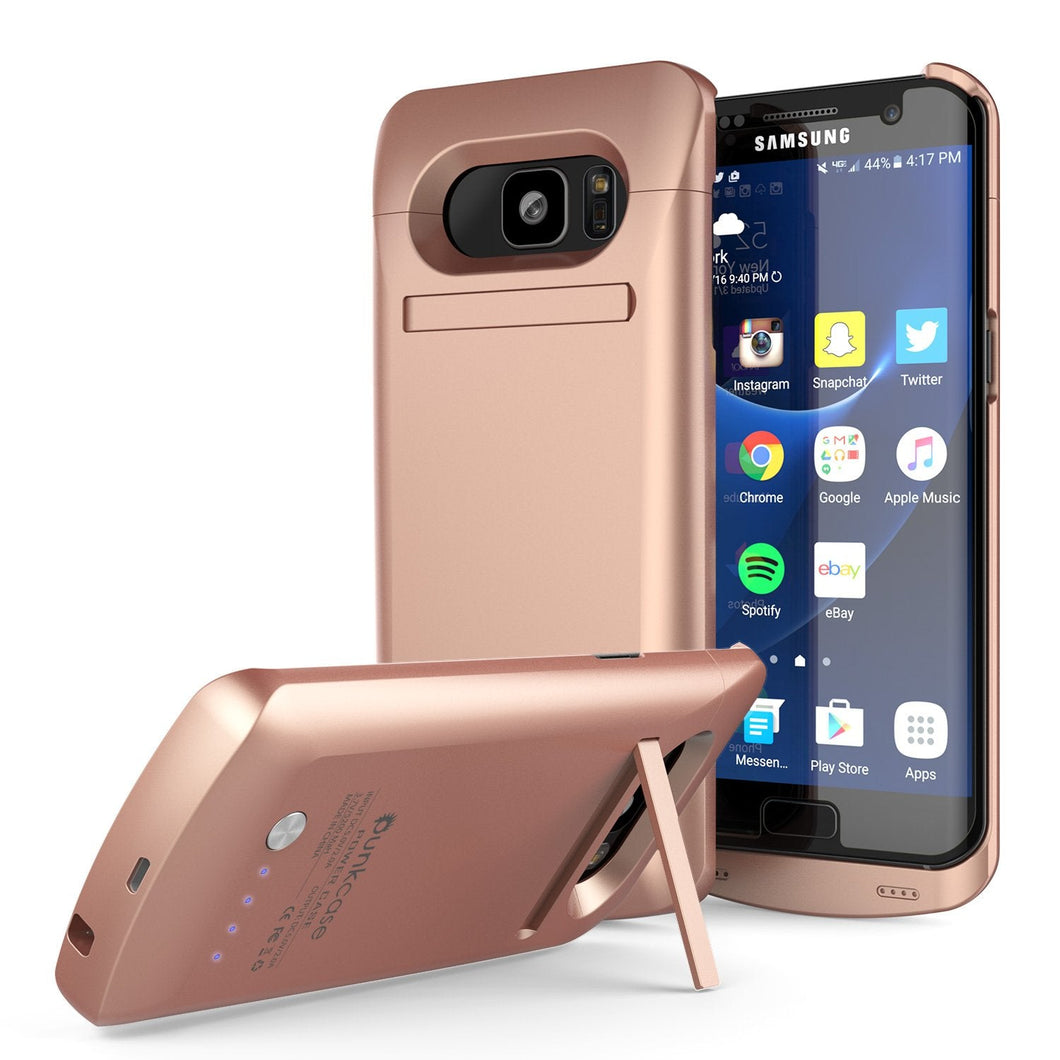 Galaxy S7 EDGE Battery Case, Punkcase 5200mAH Charger Case W/ Screen Protector | Integrated Kickstand & USB Port | IntelSwitch [Rose Gold] (Color in image: Rose Gold)