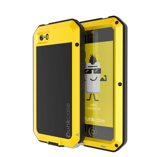 iPhone SE/5/5s Case, Punkcase® METALLIC Series NEON w/ TEMPERED GLASS | Aluminum Frame (Color in image: Neon)