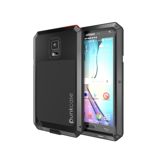 Note 4 Case, Punkcase® METALLIC Series BLACK w/ TEMPERED GLASS | Aluminum Frame (Color in image: Black)