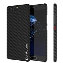 Load image into Gallery viewer, Huawei P10 Case, Punkcase CarbonShield, Heavy Duty &amp; Ultra Thin 2 Piece Dual Layer PU Leather Cover [shockproof] [non slip] with Tempered Glass Screen Protector for Huawei P10 [Jet Black] (Color in image: Black)
