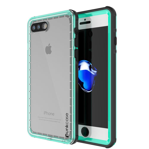 iPhone 7+ Plus Waterproof Case, PUNKcase CRYSTAL Teal W/ Attached Screen Protector  | Warranty (Color in image: teal)