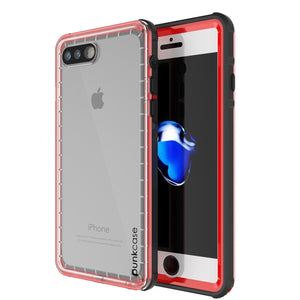 iPhone 8+ Plus Waterproof Case, PUNKcase CRYSTAL Red W/ Attached Screen Protector  | Warranty (Color in image: red)