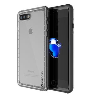 iPhone 8+ Plus Waterproof Case, PUNKcase CRYSTAL Black W/ Attached Screen Protector  | Warranty (Color in image: black)