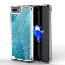 Charger l&#39;image dans la galerie, iPhone 7 Plus Case, PunkCase LIQUID Teal Series, Protective Dual Layer Floating Glitter Cover (Color in image: teal)
