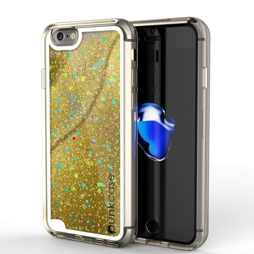 iPhone 8 Case, PunkCase LIQUID Gold Series, Protective Dual Layer Floating Glitter Cover (Color in image: gold)