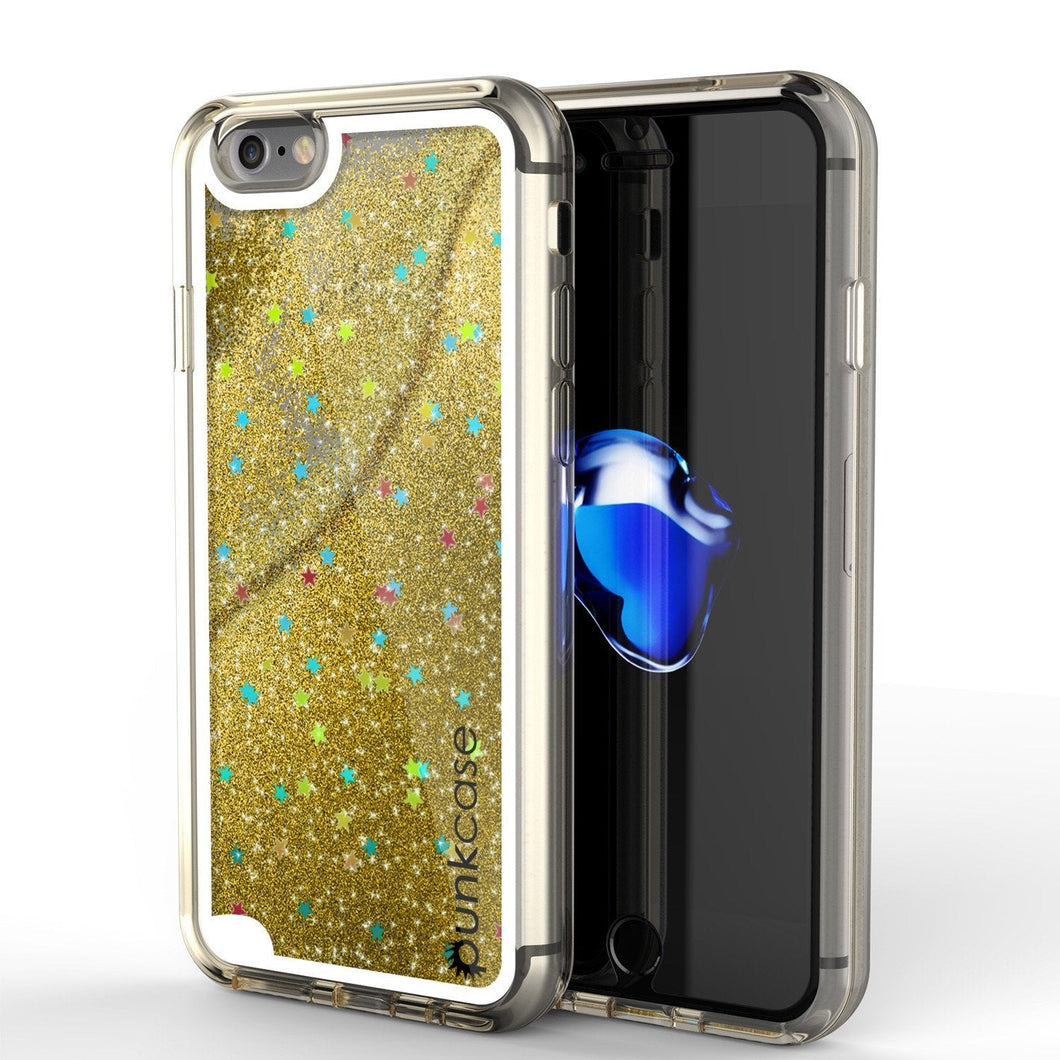 iPhone 8 Case, PunkCase LIQUID Gold Series, Protective Dual Layer Floating Glitter Cover (Color in image: gold)