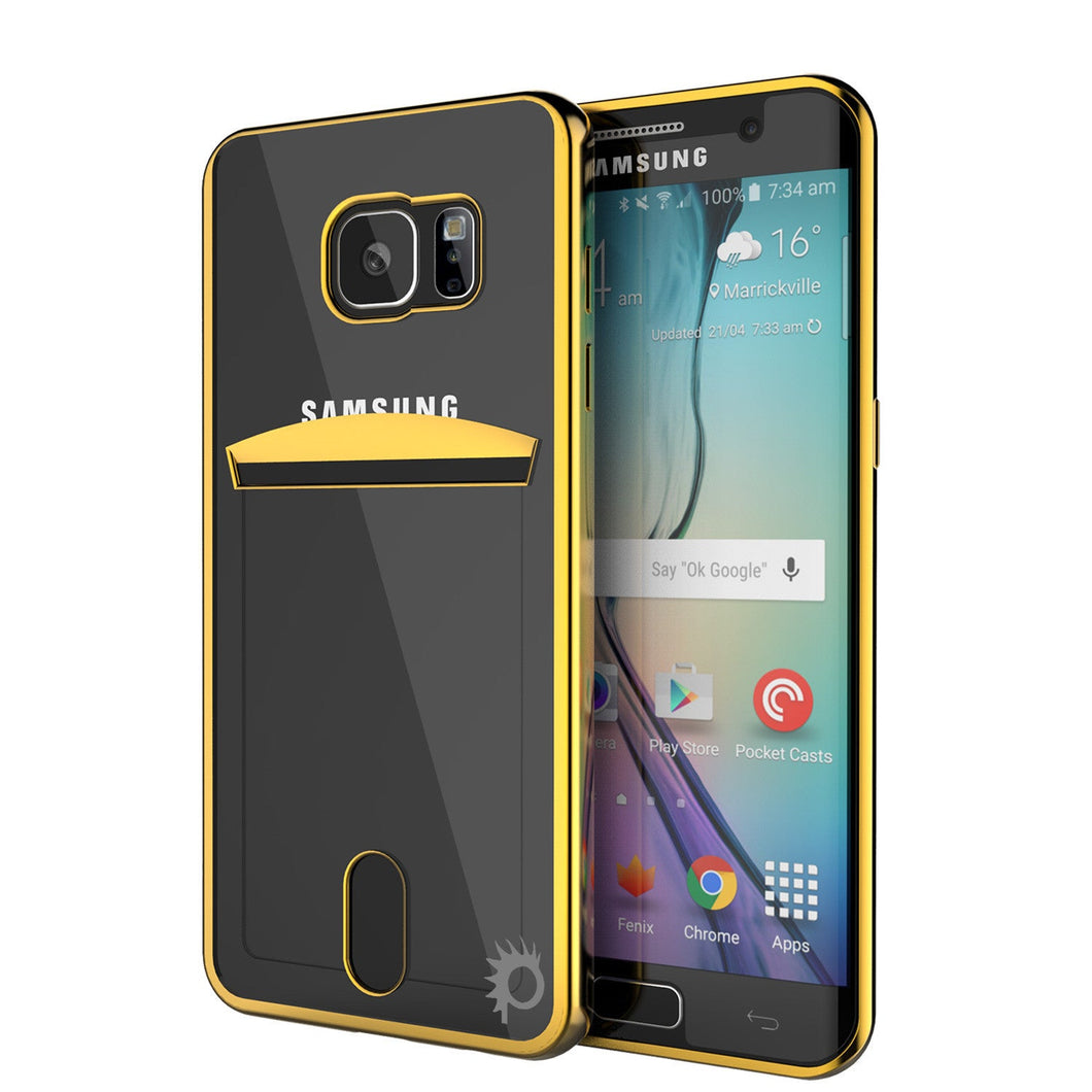 Galaxy S6 EDGE Case, PUNKCASE® LUCID Gold Series | Card Slot | SHIELD Screen Protector | Ultra fit (Color in image: Gold)
