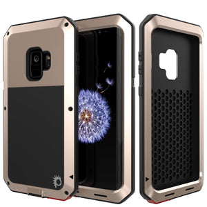 Galaxy S9 Metal Case, Heavy Duty Military Grade Rugged Armor Cover [shock proof] Hybrid Full Body Hard Aluminum & TPU Design [non slip] W/ Prime Drop Protection for Samsung Galaxy S9 [Gold] (Color in image: Gold)