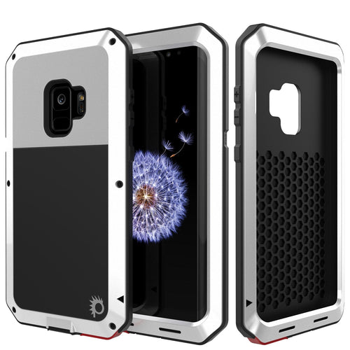 Galaxy S9 Metal Case, Heavy Duty Military Grade Rugged Armor Cover [shock proof] Hybrid Full Body Hard Aluminum & TPU Design [non slip] W/ Prime Drop Protection for Samsung Galaxy S9 [White] (Color in image: White)