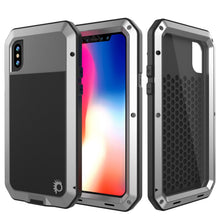 Load image into Gallery viewer, iPhone X Metal Case, Heavy Duty Military Grade Rugged Armor Cover [shock proof] Hybrid Full Body Hard Aluminum &amp; TPU Design (Color in image: Silver)
