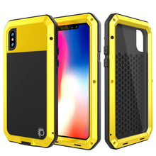 Charger l'image dans la galerie, iPhone X Metal Case, Heavy Duty Military Grade Rugged Armor Cover [shock proof] Hybrid Full Body Hard Aluminum &amp; TPU Design (Color in image: Neon)
