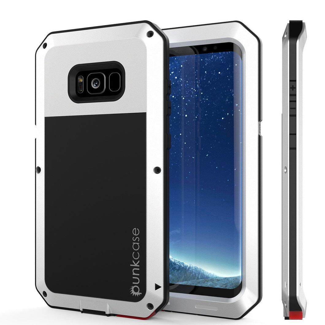 Galaxy Note 8  Case, PUNKcase Metallic White Shockproof  Slim Metal Armor Case (Color in image: white)