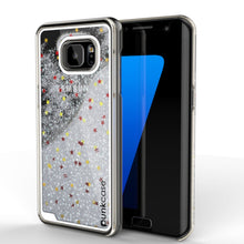 Load image into Gallery viewer, S7 Edge Case, Punkcase [Liquid Silver Series] Protective Dual Layer Floating Glitter Cover with lots of Bling &amp; Sparkle + PunkShield Screen Protector (Color in image: silver)
