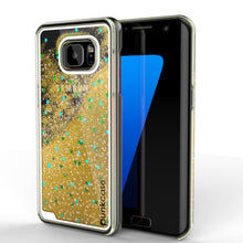 Load image into Gallery viewer, S7 Edge Case, Punkcase [Liquid GOLD Series] Protective Dual Layer Floating Glitter Cover with lots of Bling &amp; Sparkle + PunkShield Screen Protector (Color in image: gold)
