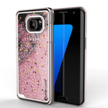Load image into Gallery viewer, S7 Edge Case, Punkcase [Liquid Rose Series] Protective Dual Layer Floating Glitter Cover with lots of Bling &amp; Sparkle + PunkShield Screen Protector (Color in image: rose)
