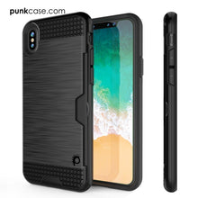 Load image into Gallery viewer, iPhone X Case, PUNKcase [SLOT Series] Slim Fit Dual-Layer Armor Cover &amp; Tempered Glass PUNKSHIELD Screen Protector for Apple iPhone X [Black] (Color in image: Gold)
