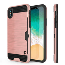 Load image into Gallery viewer, iPhone X Case, PUNKcase [SLOT Series] Slim Fit Dual-Layer Armor Cover &amp; Tempered Glass PUNKSHIELD Screen Protector for Apple iPhone X [Rose Gold] 

