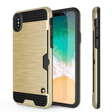 Load image into Gallery viewer, iPhone X Case, PUNKcase [SLOT Series] Slim Fit Dual-Layer Armor Cover &amp; Tempered Glass PUNKSHIELD Screen Protector for Apple iPhone X [Gold] (Color in image: White)
