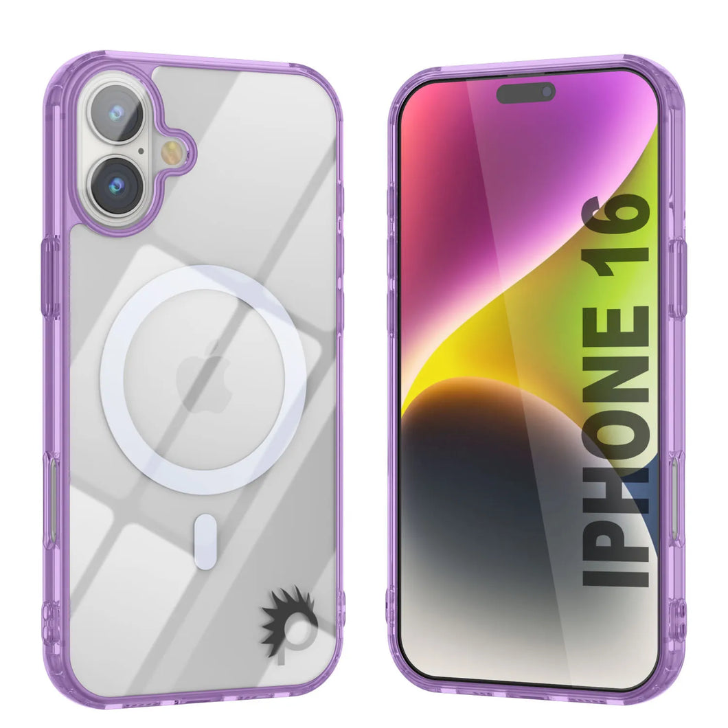 Étui de chargement magnétique sans fil Punkcase pour iPhone 16 [Série ClearMag] [Violet]